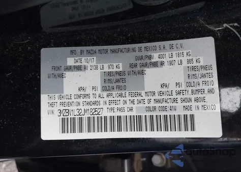 2018 Mazda Mazda3 Touring z USA, uszkodzony, nr VIN 3MZBN1L32JM182527